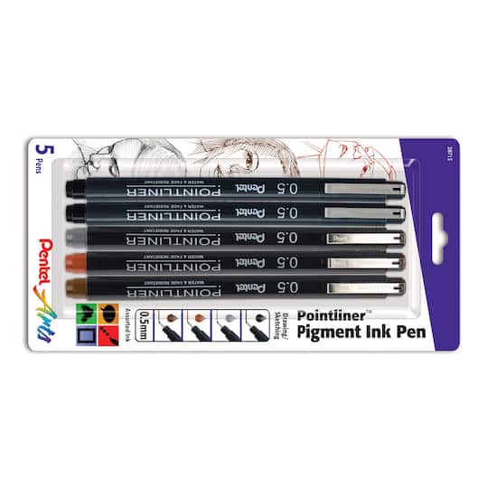 Pentel Arts® Pointliner™ 0.5mm Pigment Ink Pen Set
